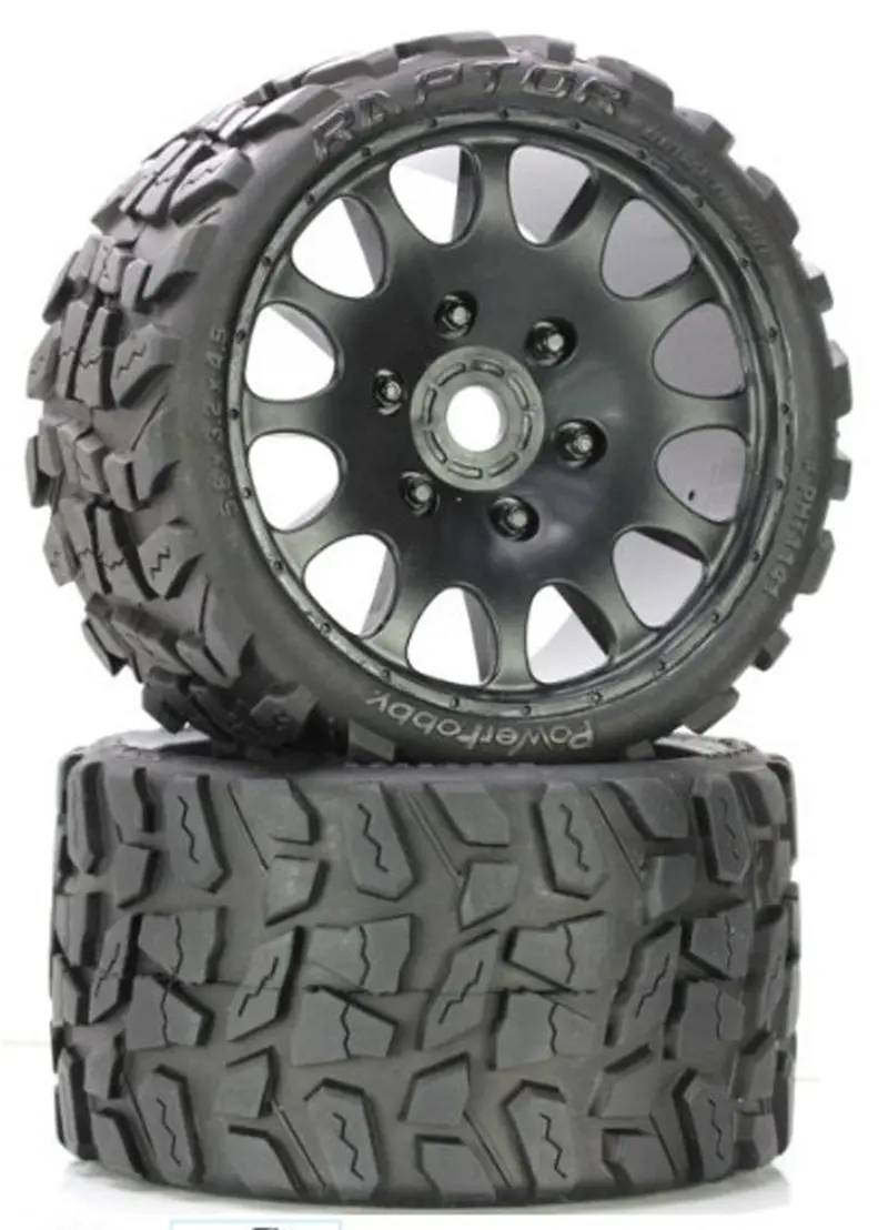 Power Hobby Raptor Belted Monster Truck Wheels / Tires, Pht1141r 1