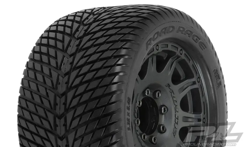 Pro-Line Road Rage Street Tires, Raid Black 8X32 Wheels, 1177-10 1