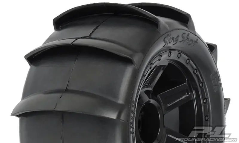 Pro-Line Sling Shot 3.8" Sand Tires, Offset Wheels, Black, 1179-11 1