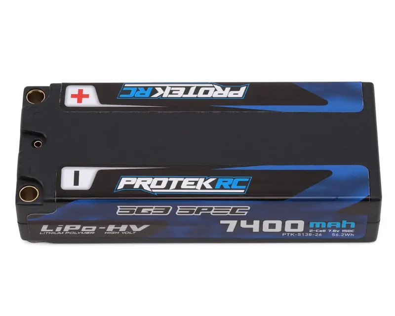 Protek Rc 2S 150C Low Ir Sg3 Hv Mid-Sized Lipo Battery (7.6V/7400Mah) W/5Mm Connectors (Roar Approved) (113Mm Length),  Ptk-5138-26 1