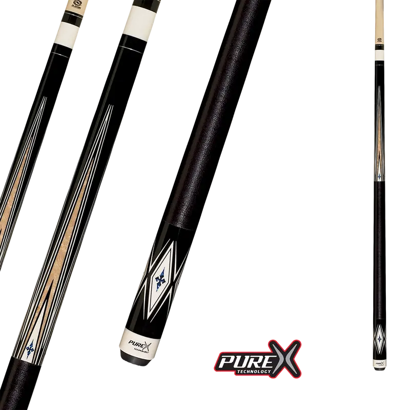 Pure X Pool Cue Black And Natural Maple With Cobalt Blue Cue 13Mm 19Oz With Linen Wrap 1