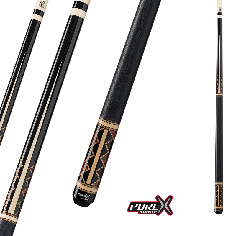 Pure X Pool Cue Midnight Black Natural Maple And Bocote Thuya Burl 12.75Mm 19Oz 1