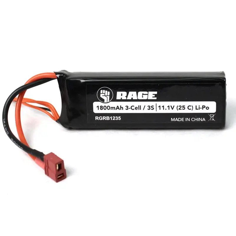 Rage Rc 1800Mah 11.1V 3S Lipo Battery, Rgrb1235 1