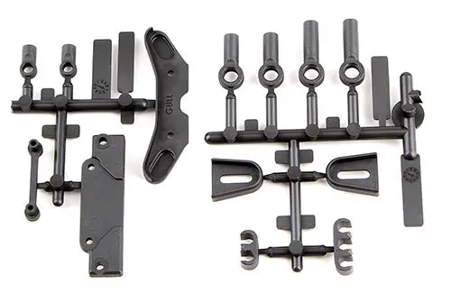 Rc10b6.3 Servo Mount Brace, Tower Covers, Wire Clips, Rod Ends Asc-91885 1