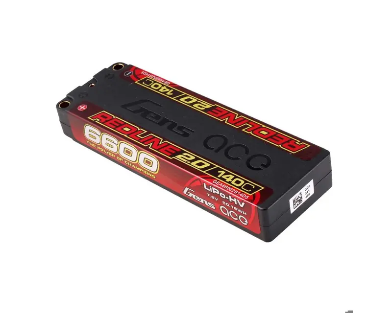 Redline 2.0 2S Lihv Battery 140C (7.6V/6600Mah) W/5Mm Bullets, Gea66002s14d5 1