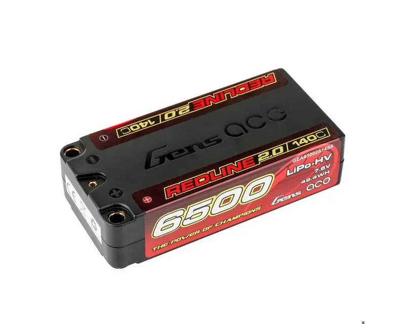 Redline 2.0 2S Shorty Lihv Battery 140C (7.6V/6500Mah) W/5Mm Bullets, Gea65002s14s5 1