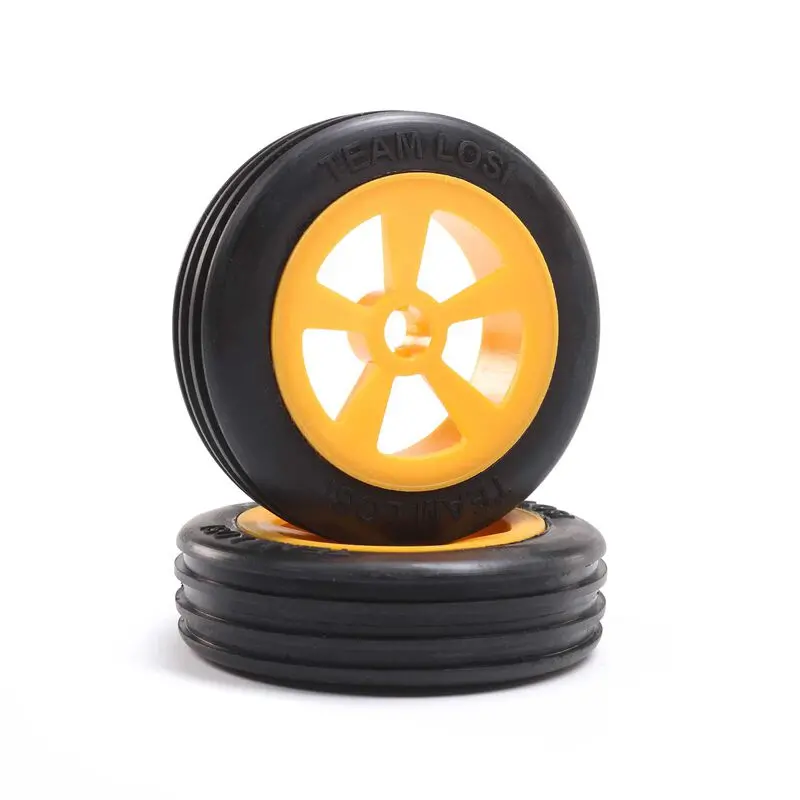 Rib Front Tire, Mounted, Orange (2): Mini Jrx2, Los41019 1