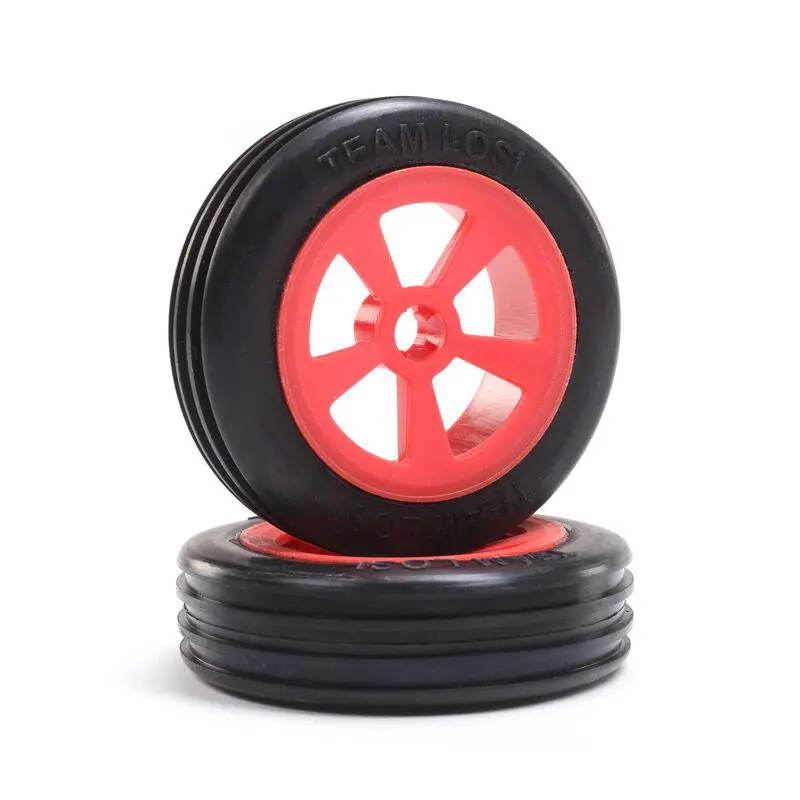 Rib Front Tire, Mounted, Red (2): Mini Jrx2, Los41020 1