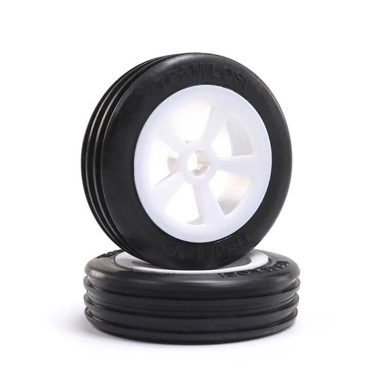 Rib Front Tire, Mounted, White (2): Mini Jrx2, Los41021 1