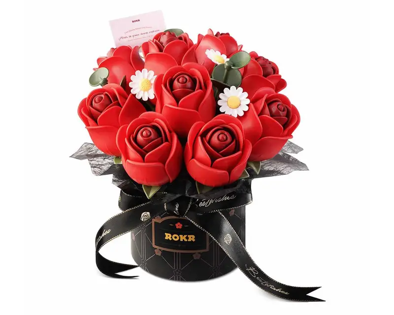 Robotime Red Rose Bouquet Diy Miniature 3D Plastic Model Kit, Roeaf02j 1