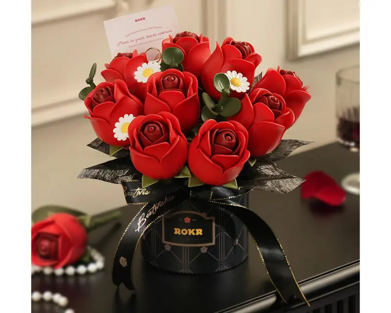 Robotime Red Rose Bouquet Diy Miniature 3D Plastic Model Kit, Roeaf02j 2