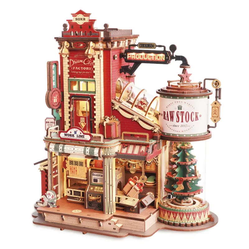 Rokr Christmas Dream Gift Factory Diy Music Box 3D Puzzle, Roeeab01 1