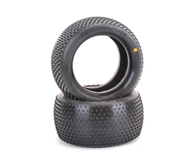 Schumacher Racing Mini Pin 1 1/10 Yellow Tire, Rear, U6817 1