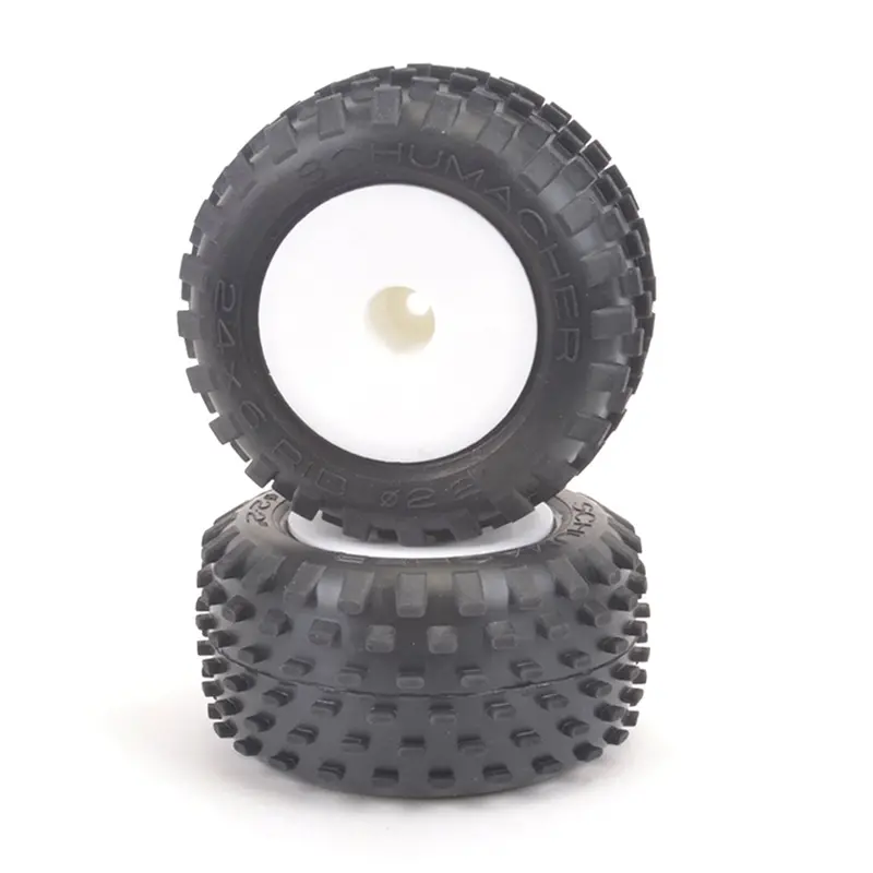 Schumacher Racing Stagger Rib Yellow Truck Tires, Pre-Glued, U6877 1