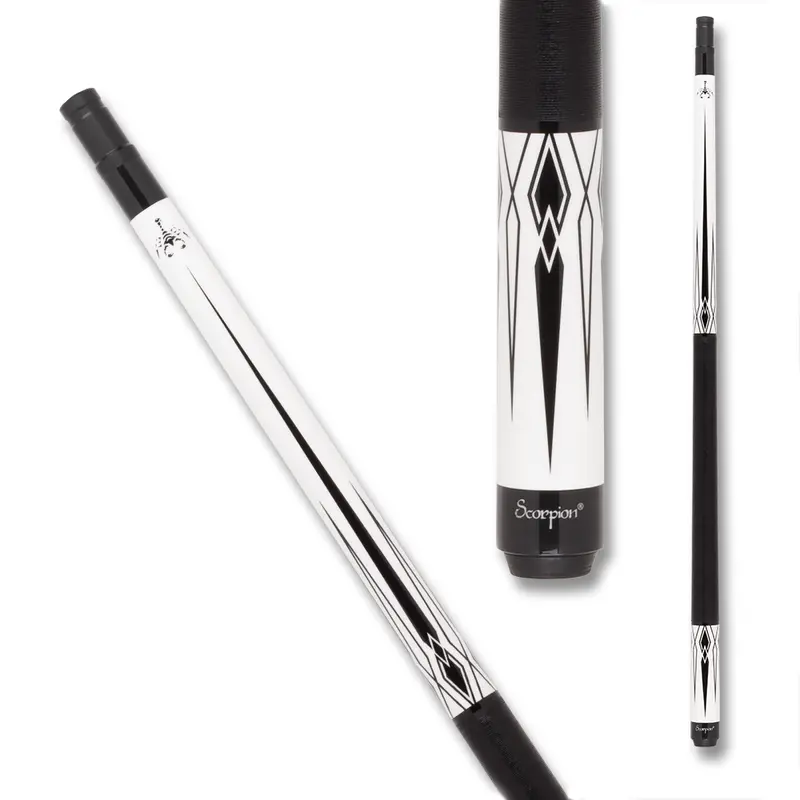 Scorpion Pool Cue Sw10 Wrap Black And White 12Mm 19Oz 1