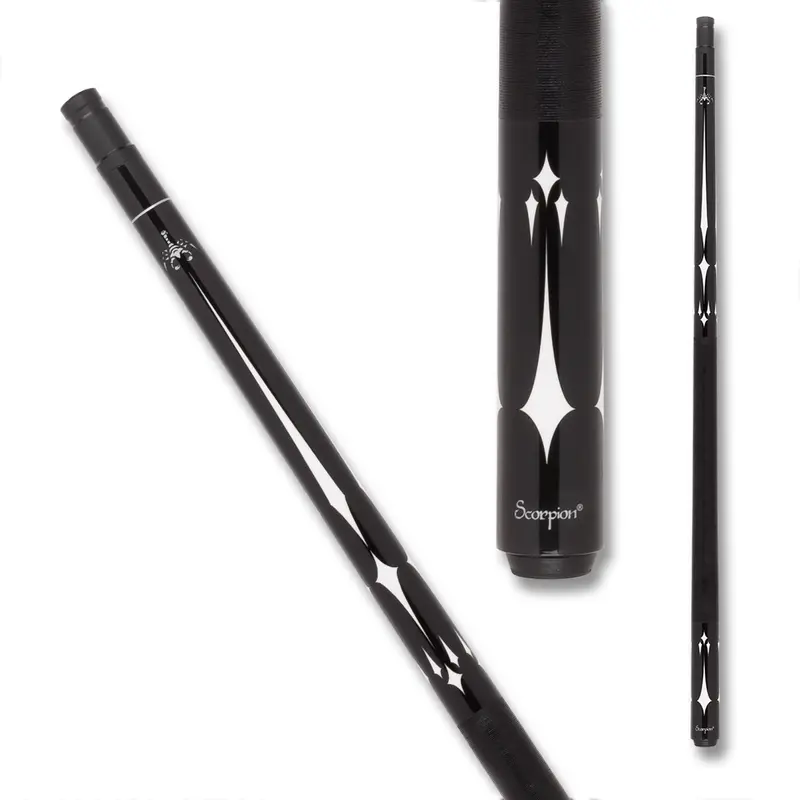 Scorpion Pool Cue Sw11 Diamonds Black And White Wrap 12Mm 19Oz 1