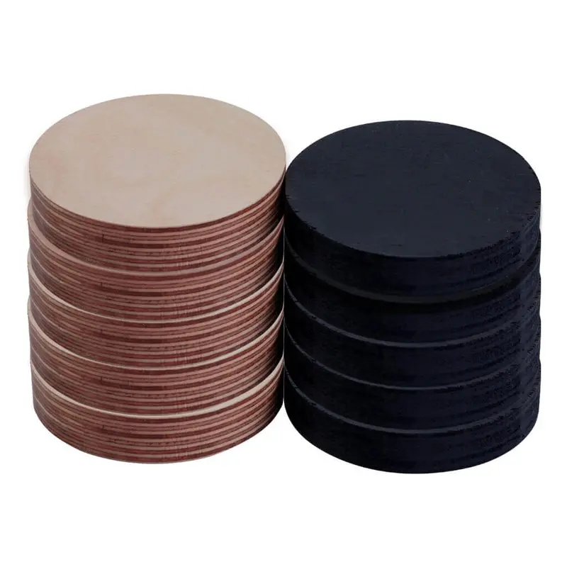 Set Of 10 Mississippi Wooden Pucks 3 1/16"  80Mm 1