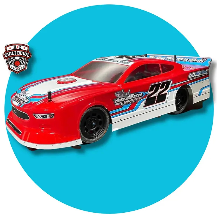 Shark Rc Crazy Train - Mustang Body,  W/ Chili Bowl Style Spoiler, Clear 1