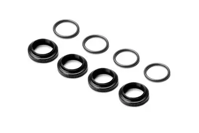 Shock Adj. Nut Alu + O-Ring - Black (4) 1