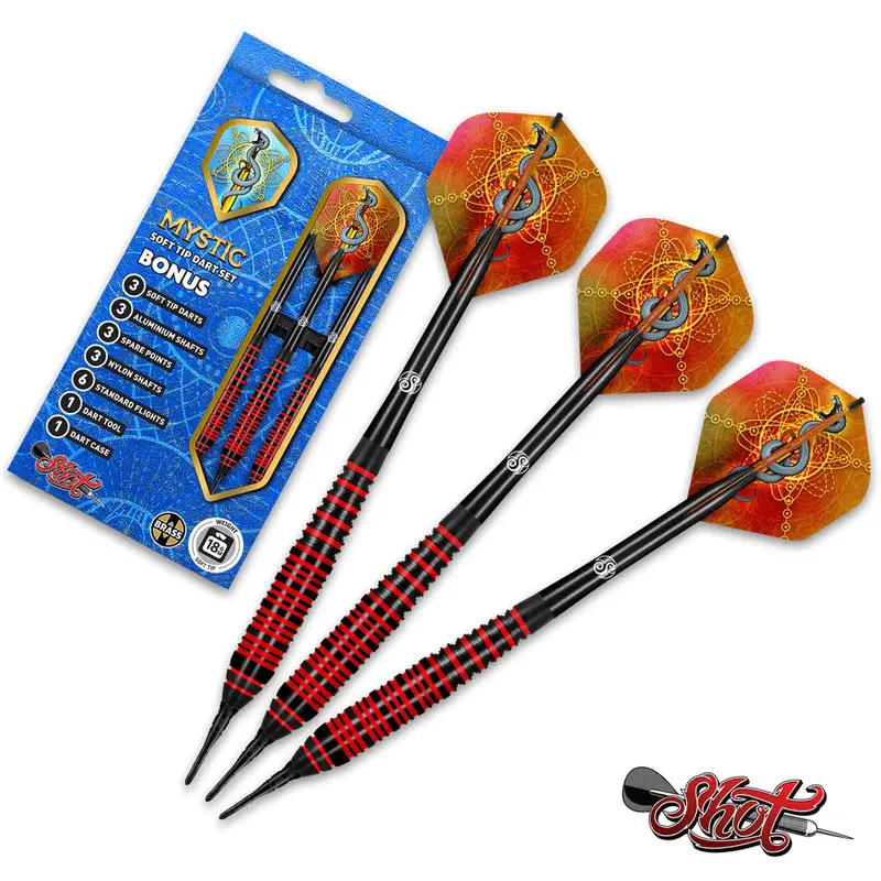 Shot Mystic Soft Tip Darts Set-Premium Brass 1