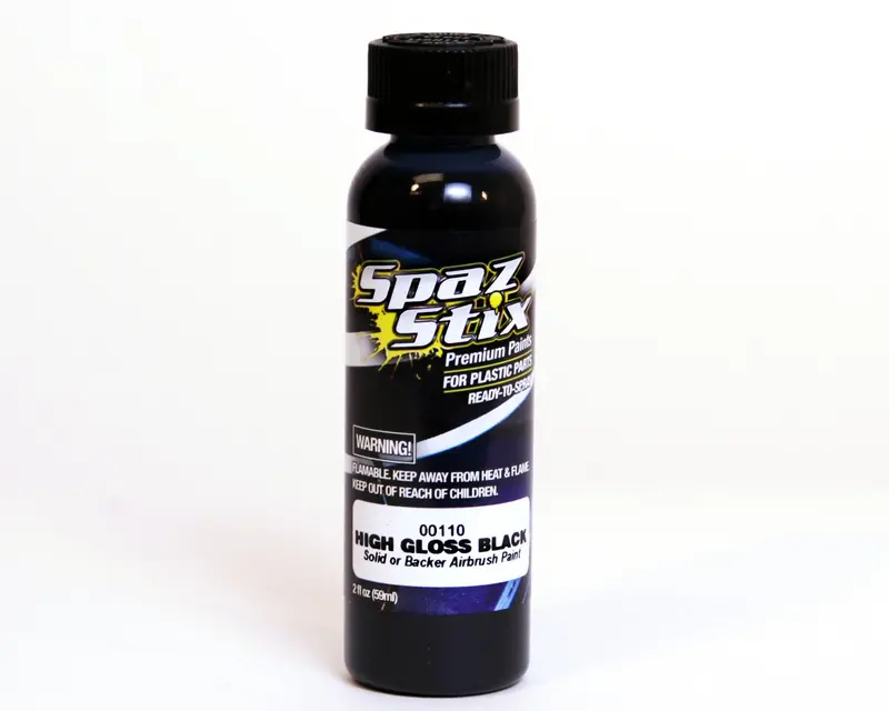 Spaz Stix High Gloss Black/Backer, Airbrush Paint, 2Oz, 00110 1