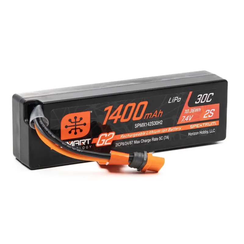 Spektrum Rc 7.4V 1400Mah 2S 30C Smart G2 Lipo Battery: Ic2, Spmx142s30h2 1