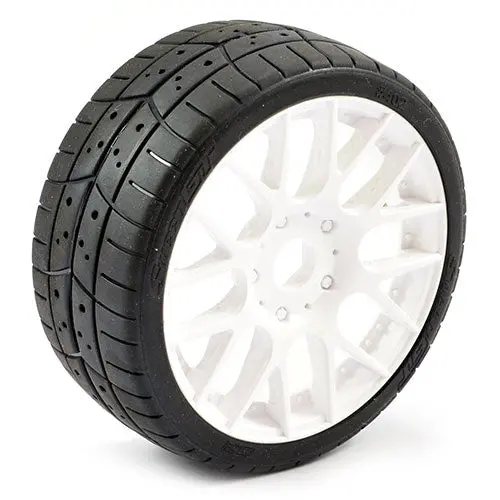 Sweep 1/8Th Gt Tread Glued 45Deg Tyres W/Belt / Evo16 White Wheels / Basic (Pr) 1