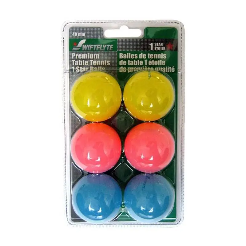 Swiftflyte 1-Star Fluorescent 40Mm White Ping Pong Balls - Pack Of 6 1