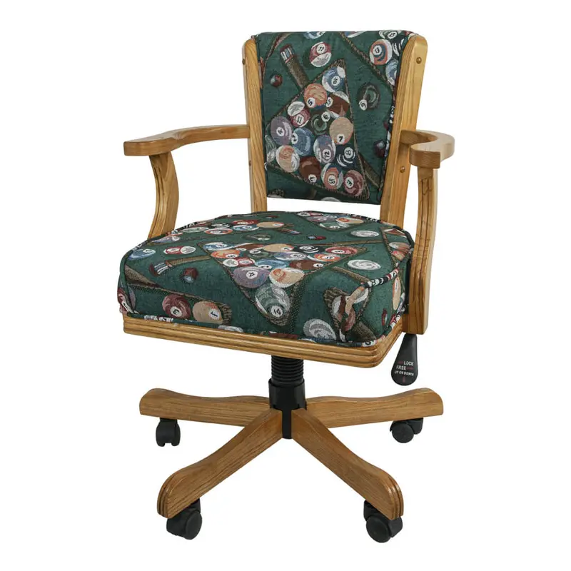 Swivel/Roll Armchair Oak Billiard Fabric 1