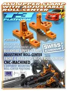 T3 Alu Upper Clamp With Adj. Roll-Center (L+R) - Orange 1