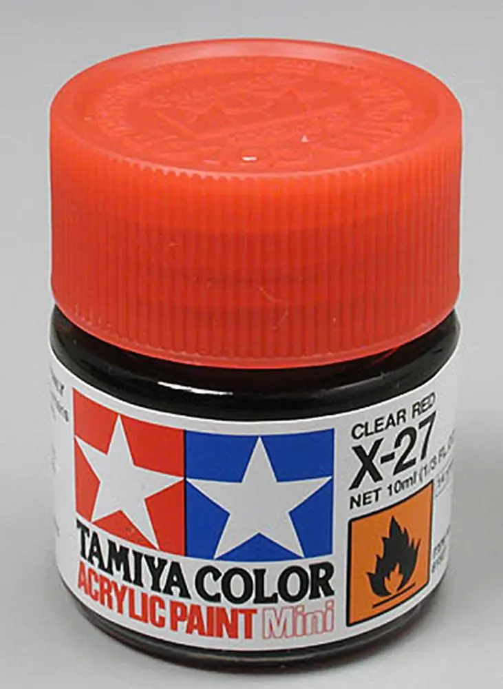Tamiya X-27 Acrylic Paint, Clear Red, Mini, 1/3 Oz, 81527 1