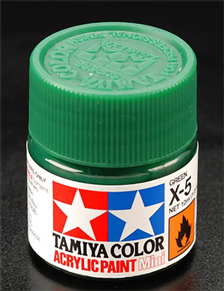 Tamiya X-5 Acrylic Paint, Green, Mini, 1/3 Oz, 81505 1