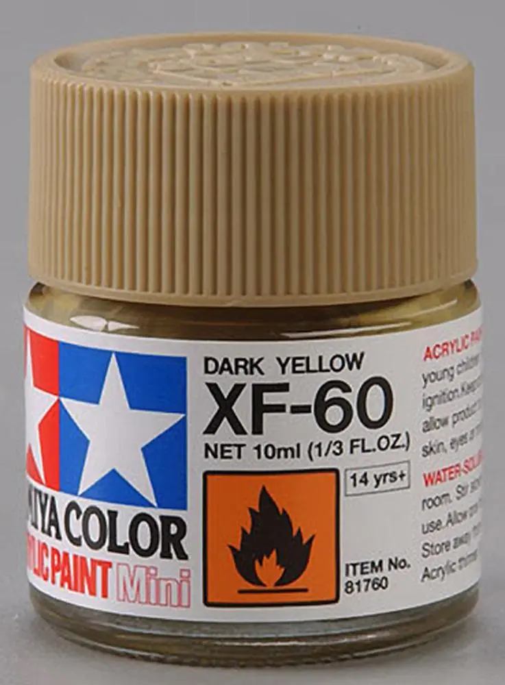 Tamiya Xf-60 Acrylic Paint, Dark Yellow, Mini, 1/3 Oz, 81760 1