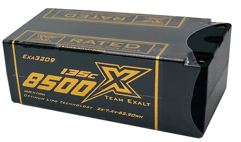 Team Exalt 2S 7.4V 8500Mah 135C Fat Shorty W/5Mm Bullets, X-Rated Lipo Battery Series, Exa3209 1