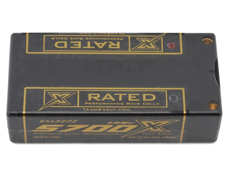 Team Exalt "X-Rated" Shorty 2S 135C Lipo Battery (7.4V/5700Mah) W/5Mm Connectors, Exa3202 1