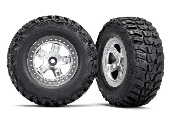 Tire & Wheel Assy, Glued (Sct Satin Chrome, Beadlock Style Wheels, Kumho Tires, Foam Inserts) (2) (2Wd Front Only) Tra-5881X 1