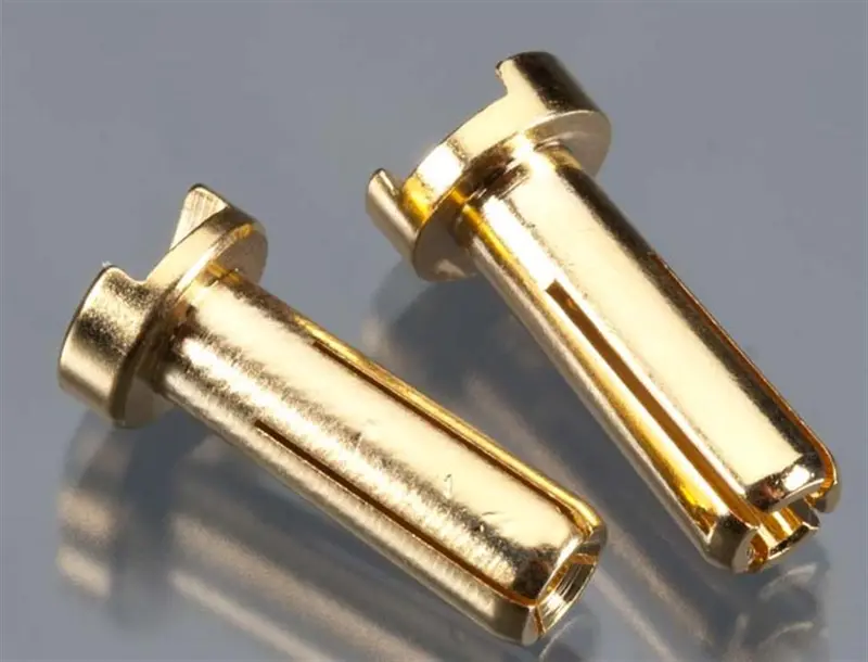 Tq Wire Products Male Bullet Connector, 4Mm/14Mm, Low Profile, Gold, 2502 1