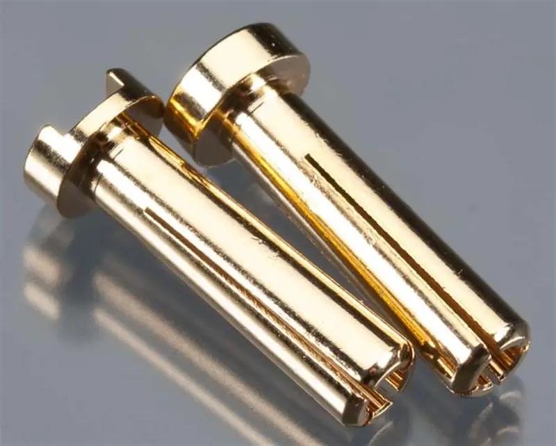 Tq Wire Products Male Bullet Connector, 4Mm/18Mm, Gold, 2501 1