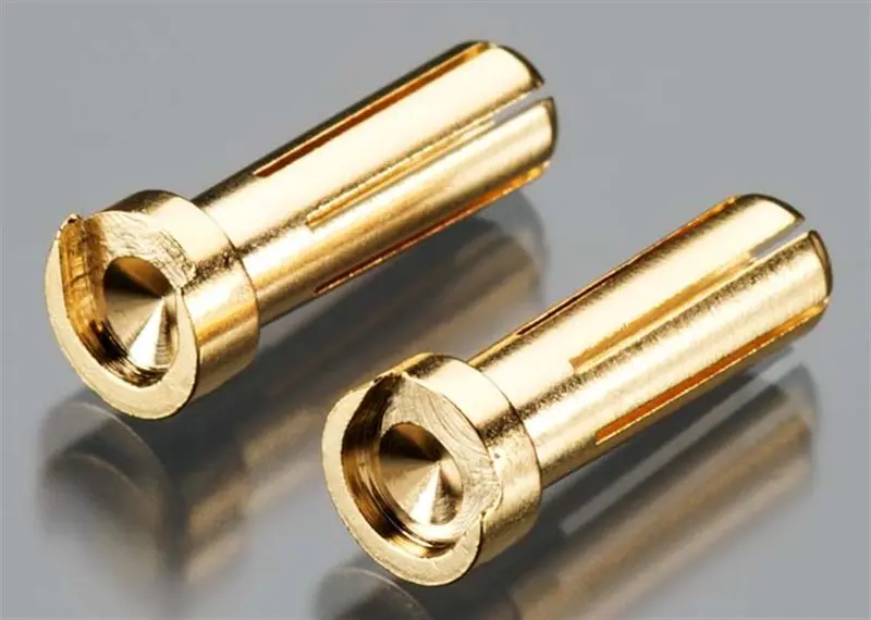 Tq Wire Products Male Bullet Connector, 5Mm/19Mm, Low Profile, Gold, 2507 1