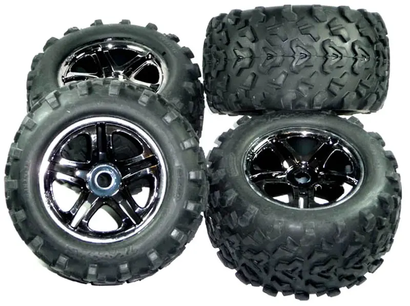 Traxxas 1/10 E-Maxx Brushless Maxx Tires & Black Chrome Wheels, 17Mm Splined 1