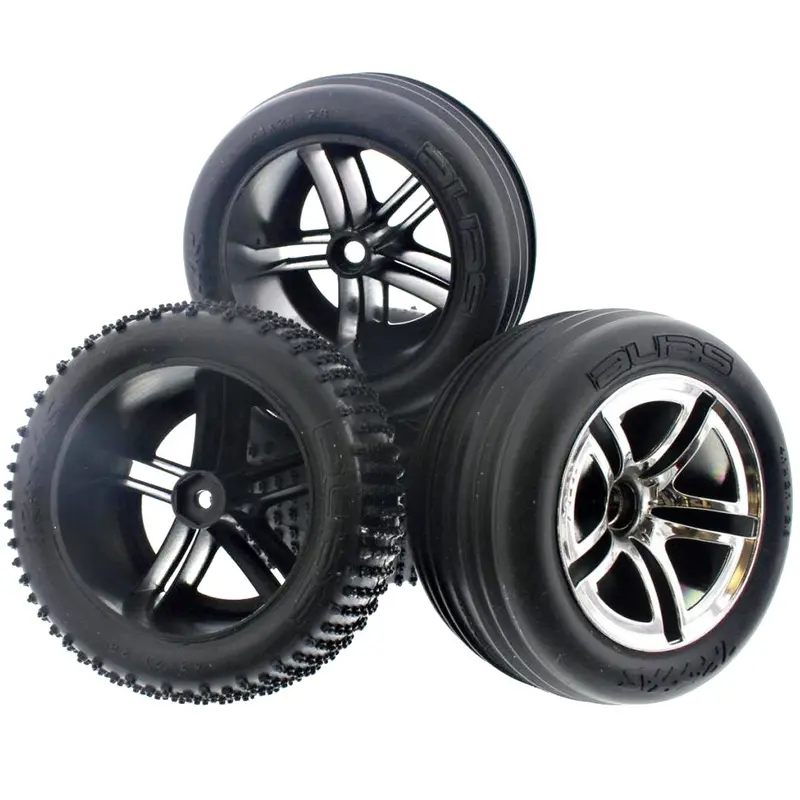 Traxxas 1/10 Nitro Sport Alias Tires & 12Mm Hex Twin Spoke Wheels 1