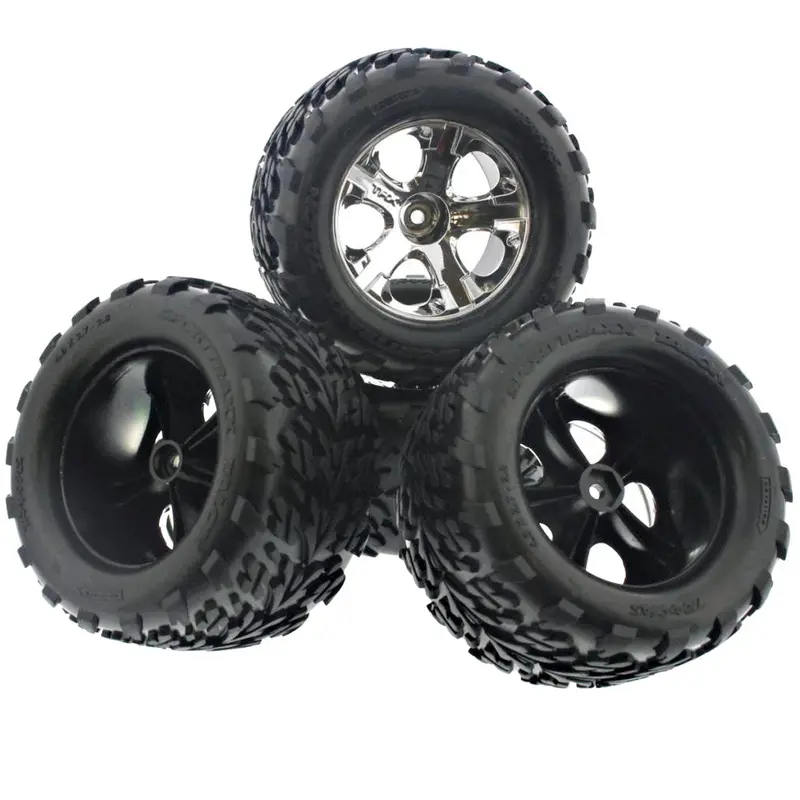 Traxxas 1/10 Nitro Stampede Talon Tires & Chrome Wheels, 12Mm Hex 1