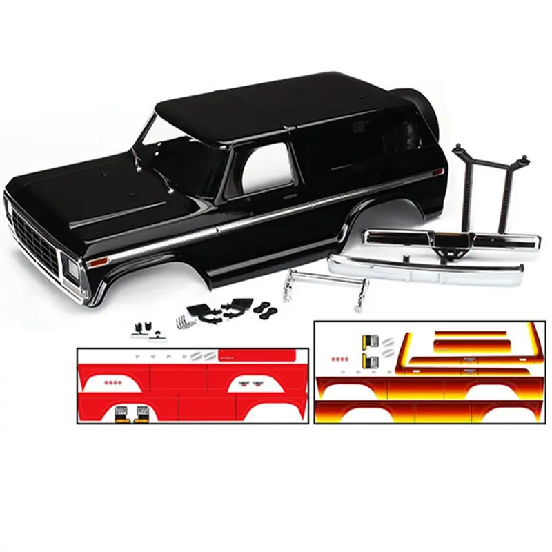 Traxxas 1979 Ford Bronco Body, Black, Bumpers & Decals, Traxxas 8010X 1