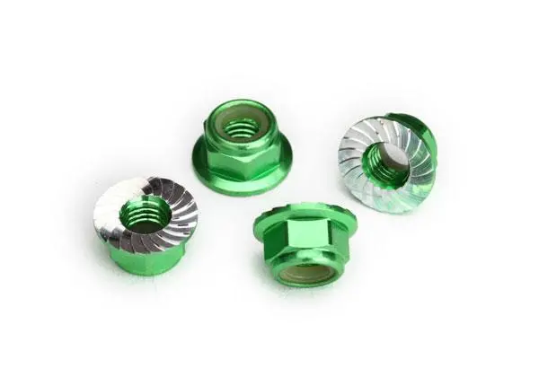 Traxxas 5Mm Flanged Nylon Locking Nuts, Aluminum, Blackgreen, 8447G 1