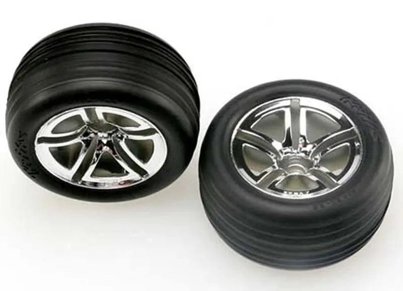 Traxxas Alias Ribbed Tires, Twin Spoke 2.8" Wheels, 5574R 1