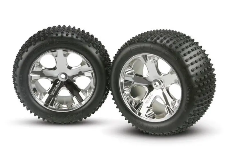 Traxxas Alias Tires, All-Star Wheels, 2.8", Chrome, Rear, 3770 1