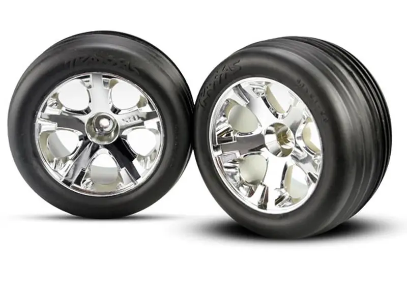 Traxxas Alias Tires, All-Star Wheels, Chrome, Front, 3771 1