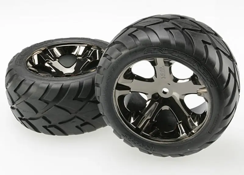 Traxxas All-Star Black Chrome Wheels, Anaconda Tires Rear, 3773A 1