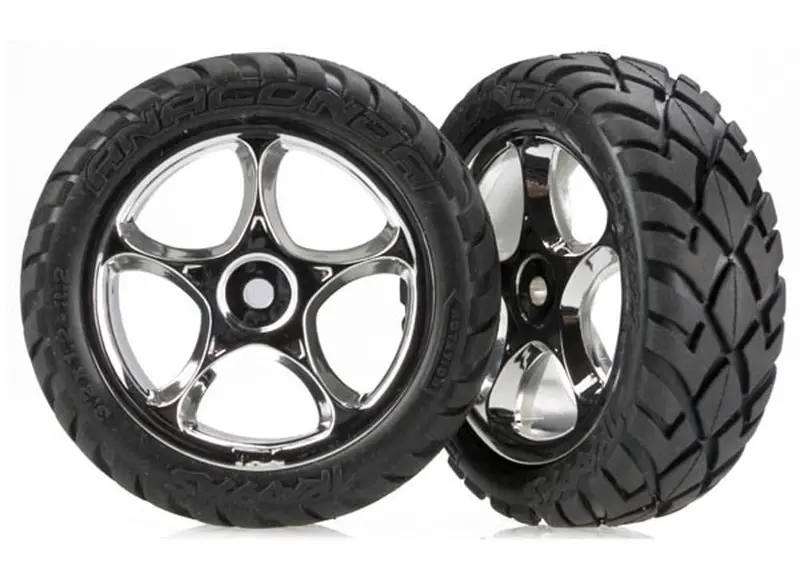 Traxxas Anaconda Tires & 2.2" Wheels, Chrome, Front, 2479R 1