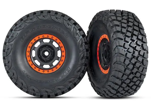 Traxxas Baja Kr3 Tires, Desert Racer Wheels, Black/Orange, 8472 1
